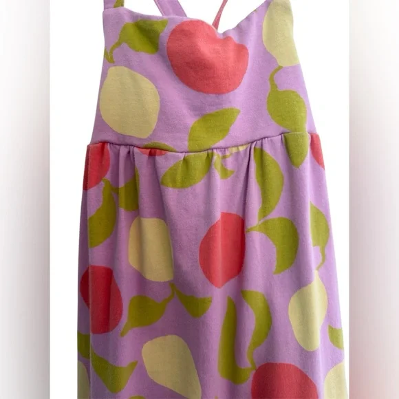 Hanna Andersson Cotton Tiered Cross Back Lemon Orange Lilac Spring Dress 4 - Picture 4 of 7